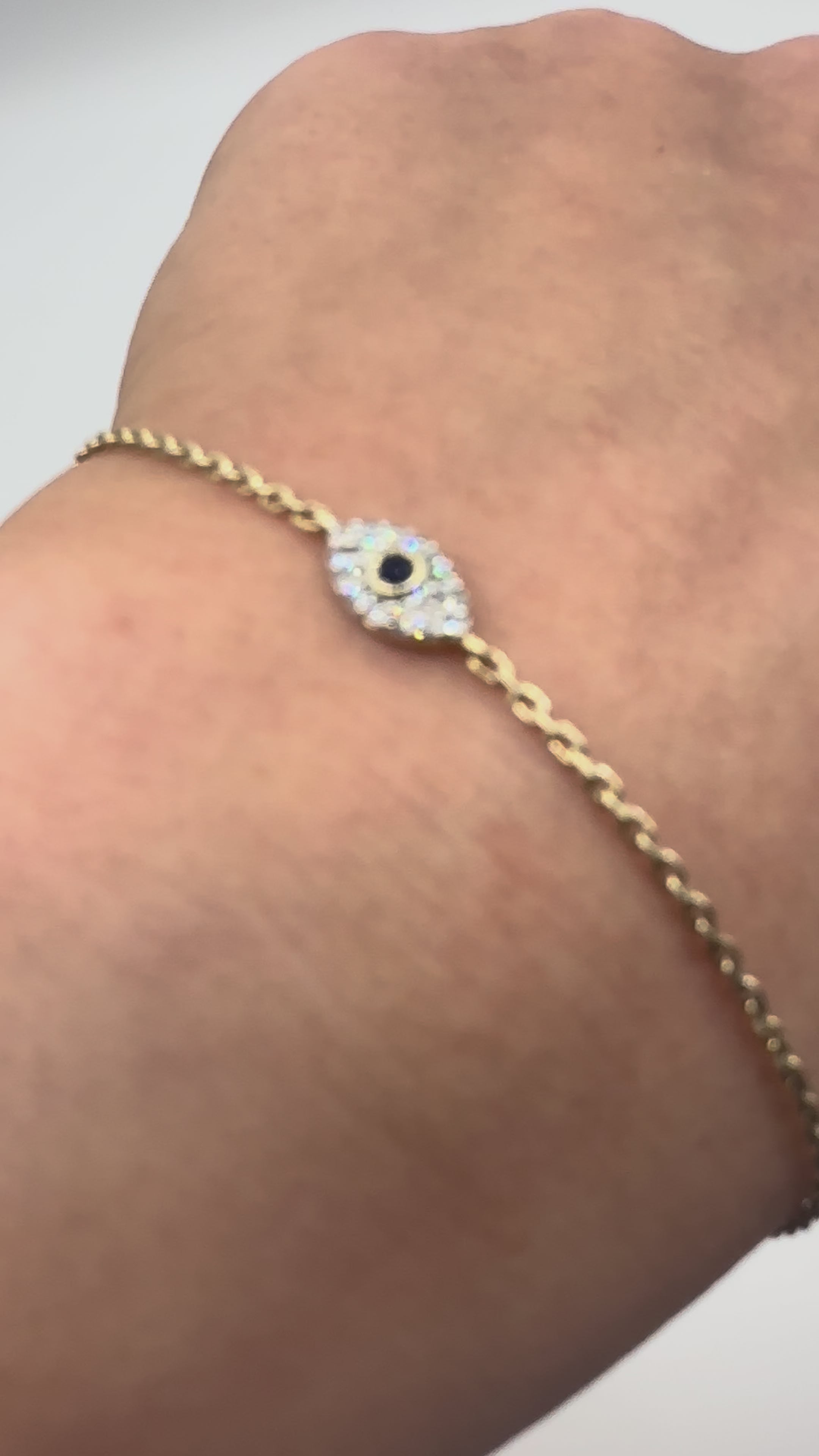 9ct yellow gold diamond sapphire evil eye bracelet