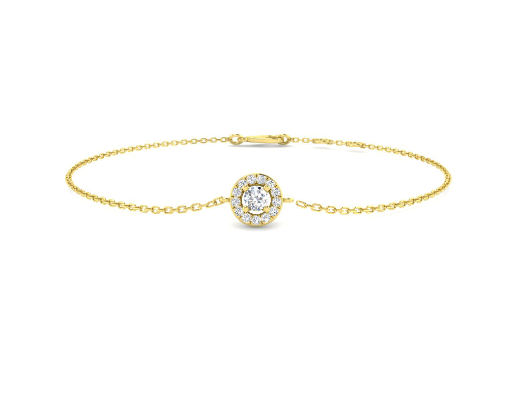 Round Halo Bracelet in 9K yellow gold