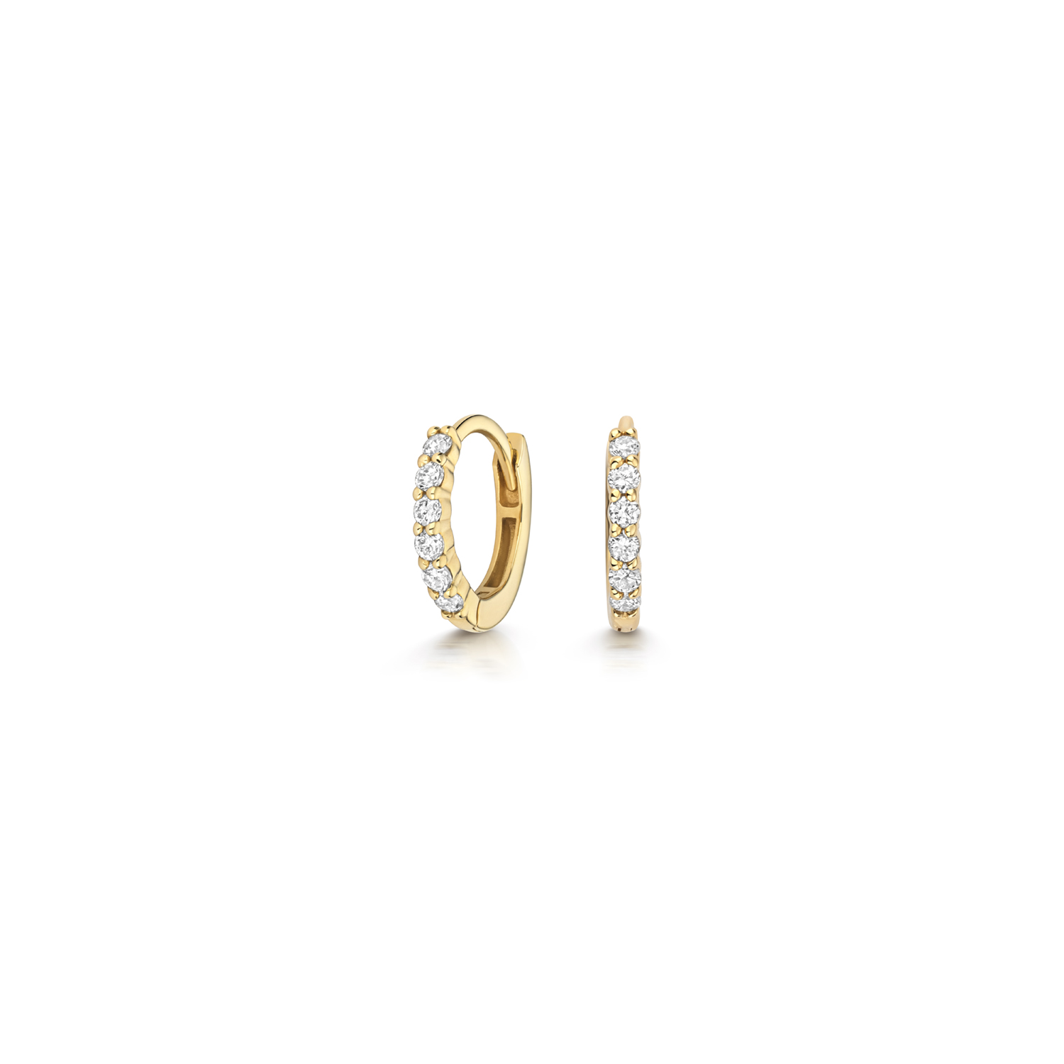 Pavé Huggie Earrings in 9K yellow gold