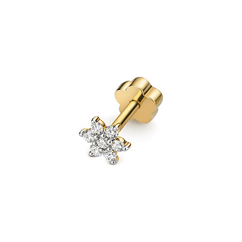 Yellow gold flower stud with diamonds