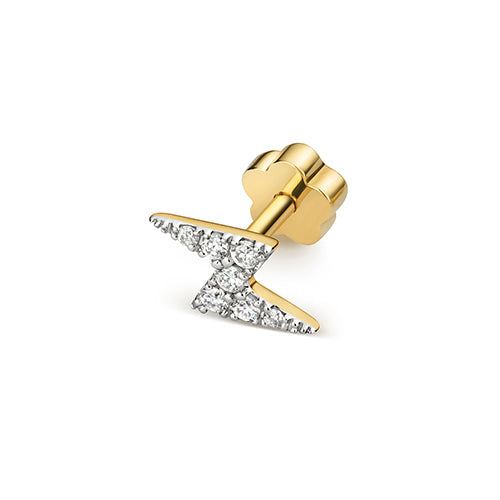 Yellow gold lightning bolt with diamonds