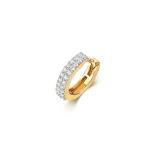 Yellow gold double-row hoop with diamonds