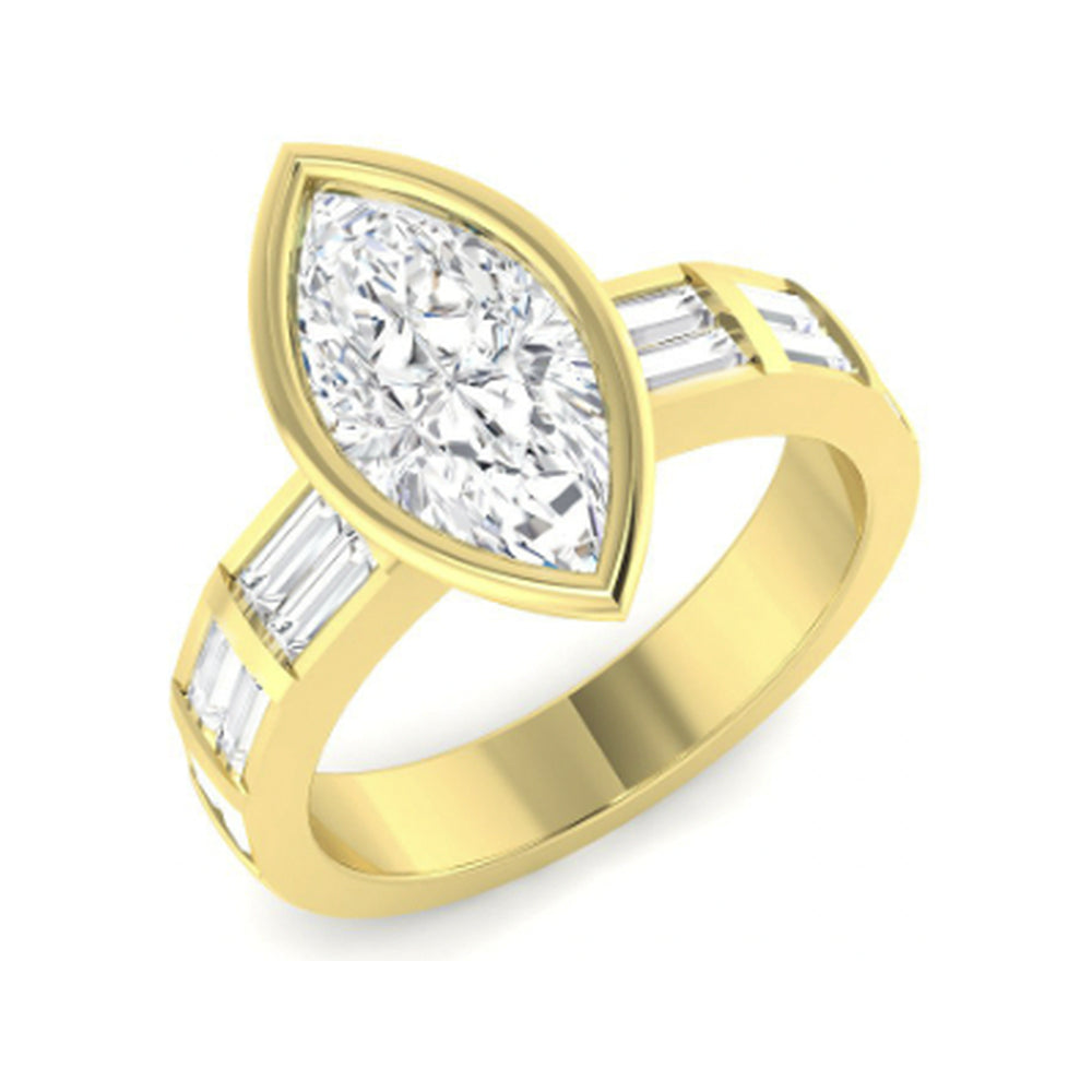 Marquise Bezel: Marquise-cut centre with baguette-set shoulders