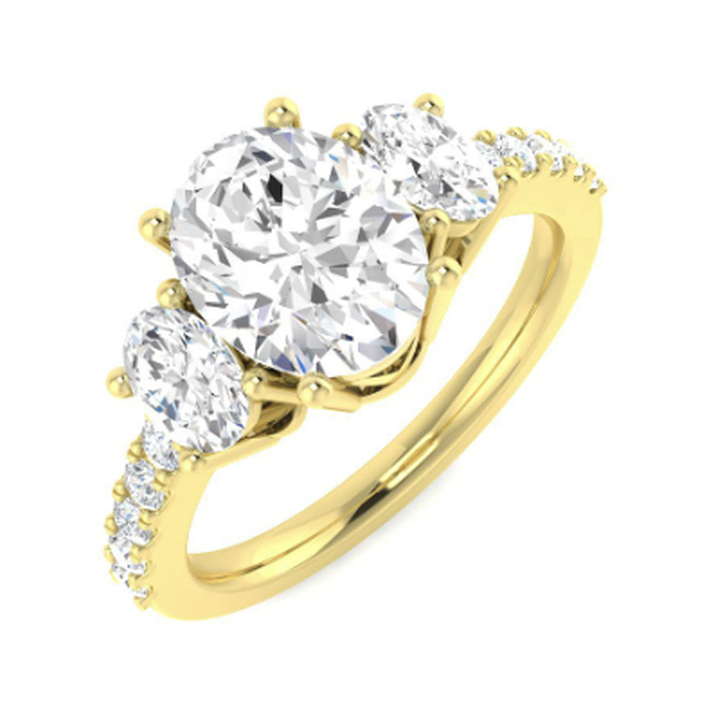 Oval Trilogy: Round side stones and pavé shoulders
