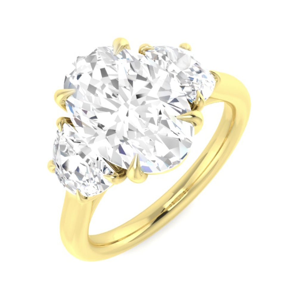 Oval & Half-Moon Trilogy: Oval centre with half-moon side stones