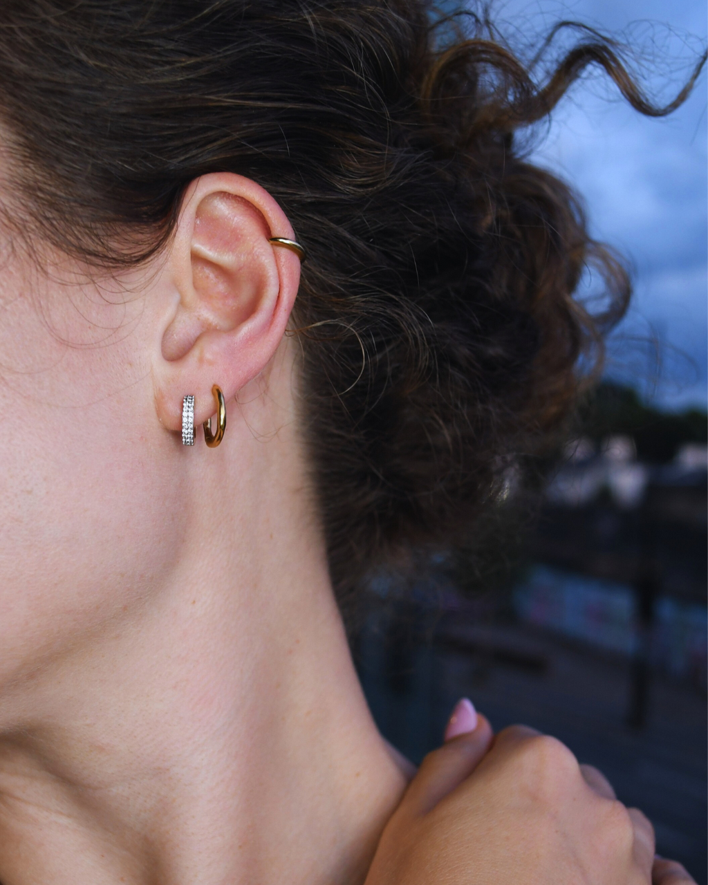 natural diamond 9ct yellow gold huggie earrings