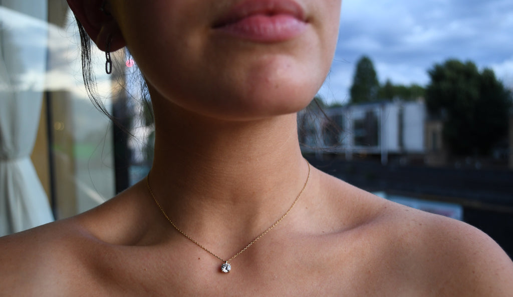0.75ct lab grown diamond solitaire necklace 9ct gold