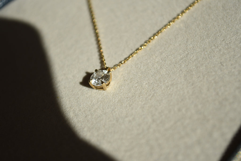 0.75ct lab grown diamond solitaire necklace 9ct gold