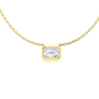 East-west emerald-cut lab-grown diamond necklace in 9K yellow gold