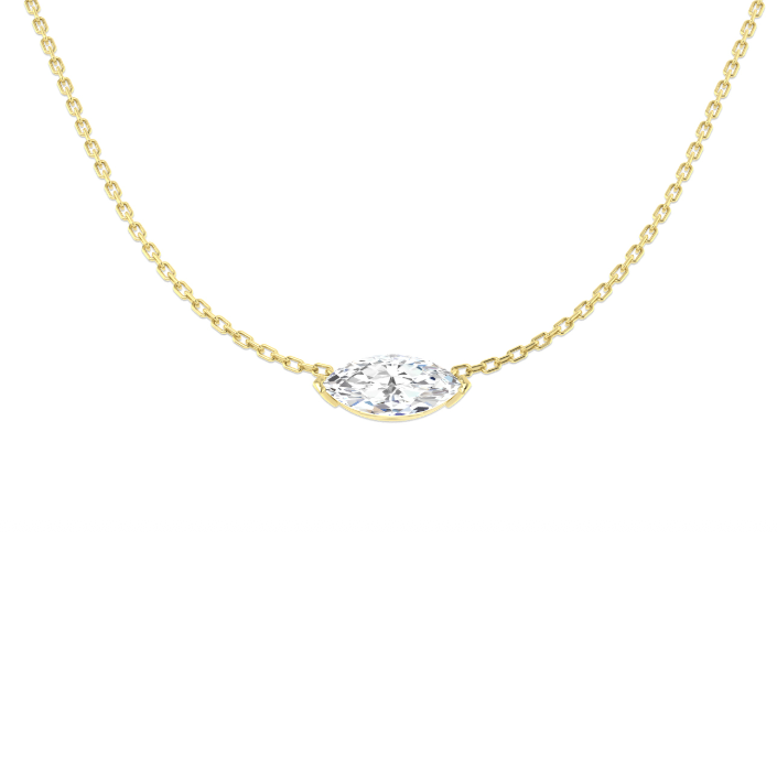 East-west marquise lab-grown diamond necklace in 9K yellow gold