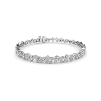 Emerald-cut and round lab-grown diamond tennis bracelet in 9K white gold