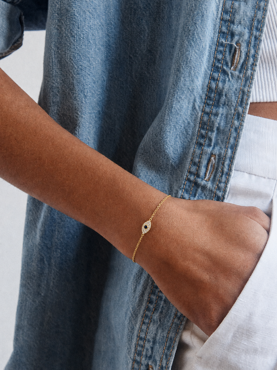 Evil Eye Diamond Bracelet worn