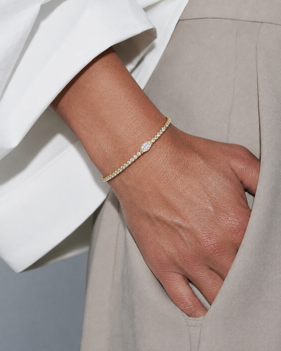 Marquise Diamond Tennis Bracelet worn
