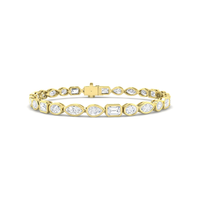 Mixed-cut lab-grown diamond bezel bracelet in 9K yellow gold