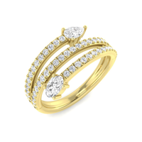Oval and pear lab-grown diamond wrap ring in 9K yellow gold