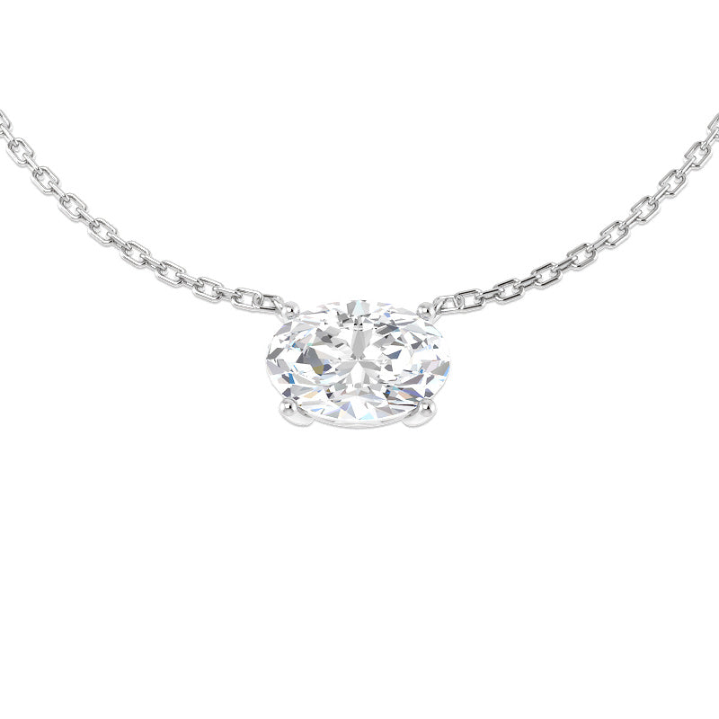Oval Solitaire Diamond Necklace