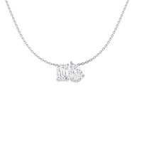 Pear and emerald-cut lab-grown diamond necklace in 9K white gold