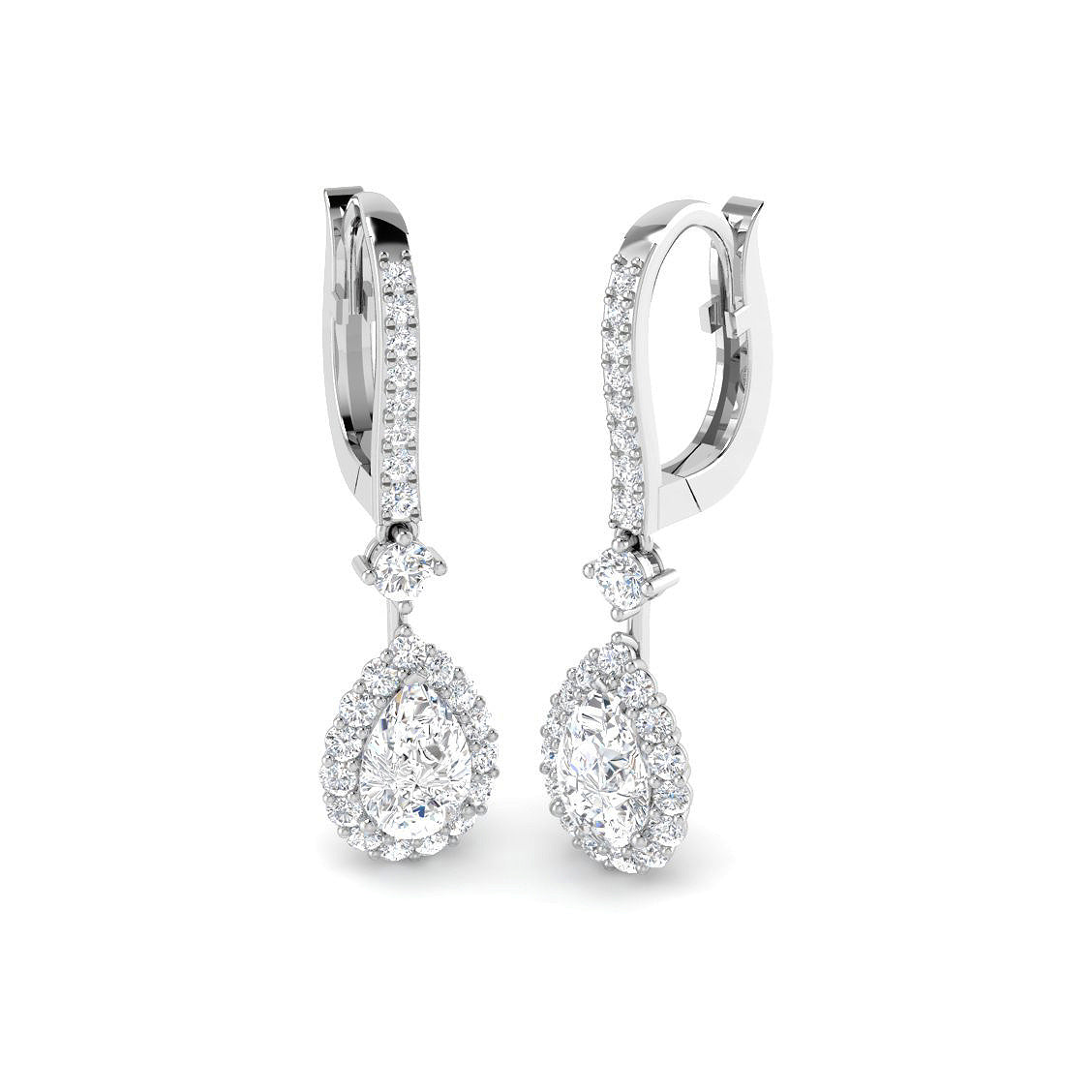 Pear Halo Drop Earrings