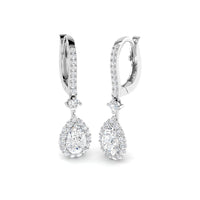 Pear Halo Drop Earrings
