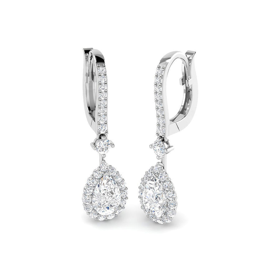 Pear Halo Drop Earrings