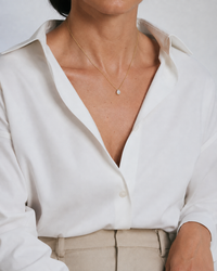 Pear Solitaire Diamond Necklace worn