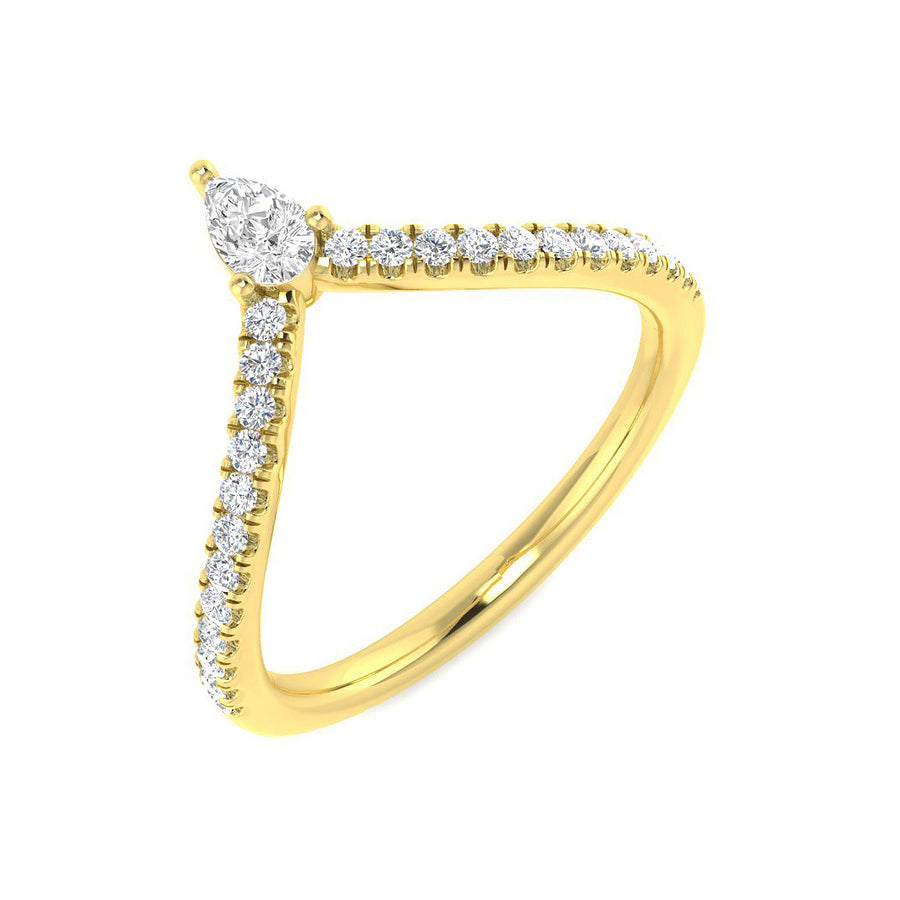 Pear Wishbone Diamond Ring