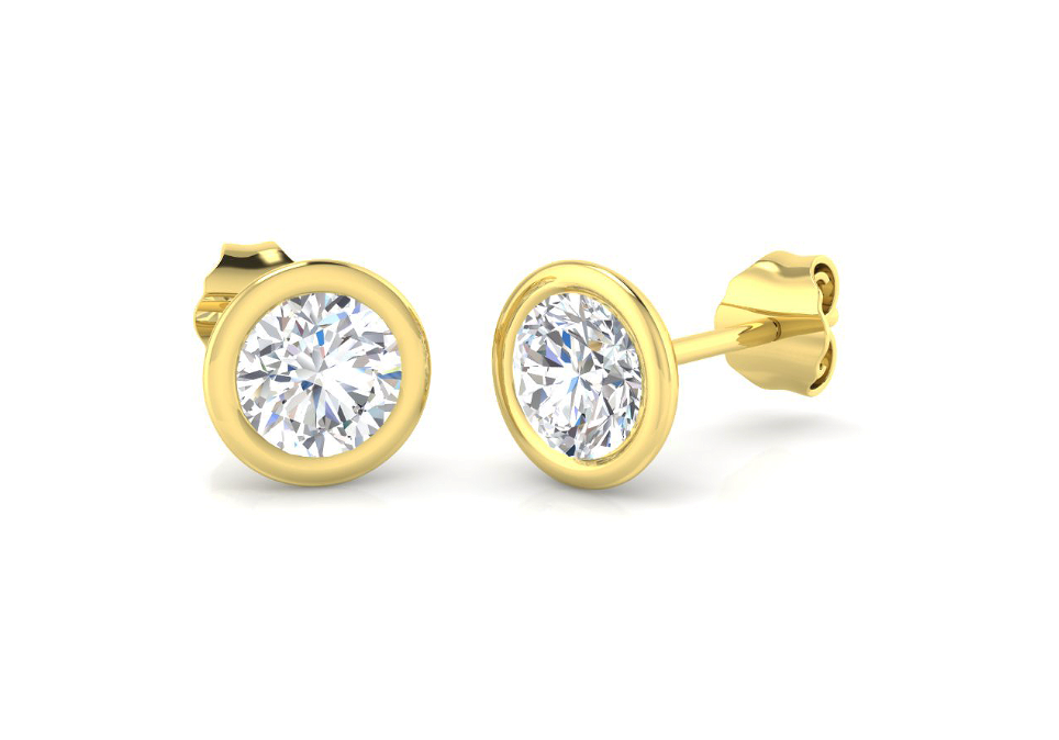 Rubover Stud Earrings in 9K yellow gold