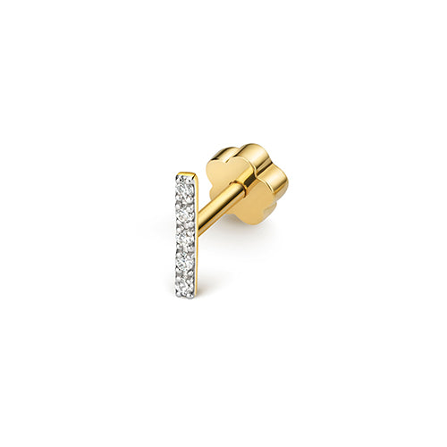 Yellow gold bar stud set with diamonds