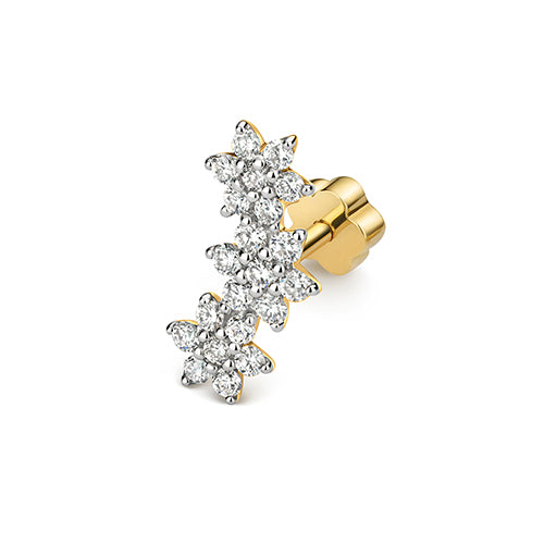 Yellow gold flower trio with diamonds