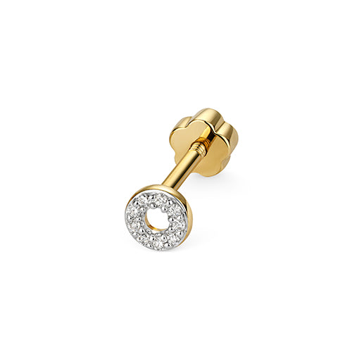 Yellow gold circle stud with diamonds