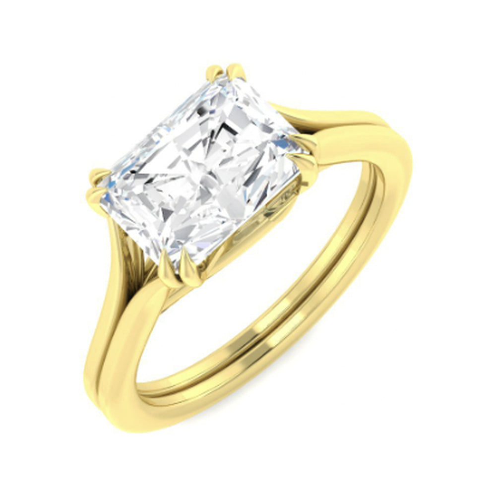 Radiant Solitaire: Double-claw setting with a plain shank