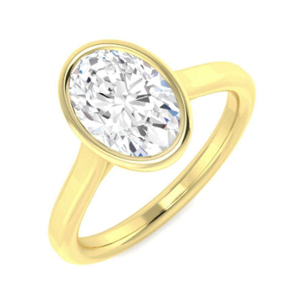 Oval Bezel Solitaire: Full bezel setting and plain shank